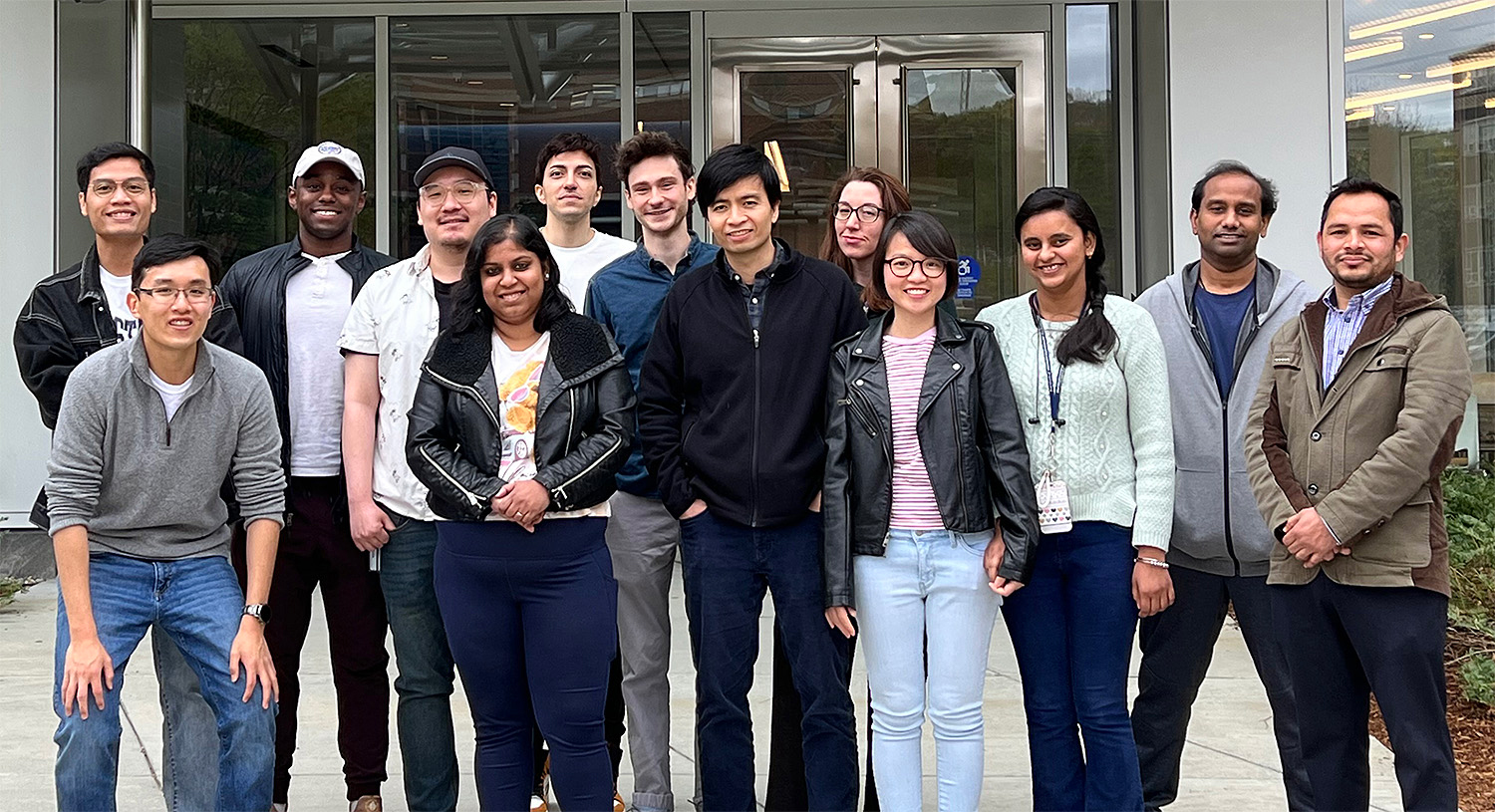 Thanh Nguyen, center, is pictured here with members of his 2022-23 lab.